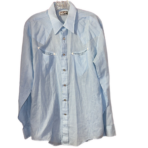 John Wanamaker Men’s Store Long Sleeve Light Blue Vintage Town Rodeo Shirt L